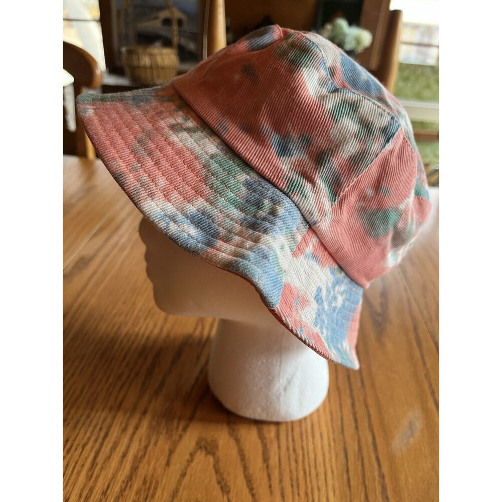 Reversible Tie-Dye Bucket Hat In Coral, Blue And Green